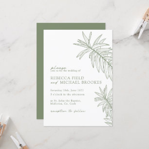 Sage Green Minimalist Botanical Wedding Invitation