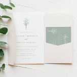 Sage Green Minimalist Botanicals Wedding Invitation<br><div class="desc">Invite family and friends with this sage green theme wedding invitation. It features a minimalist floral bouquet line art. Personalise this floral wedding invitation by adding names,  date,  time,  venue and other event details. This sage green floral wedding invitation is perfect for spring and winter weddings.</div>