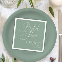 Sage Green Minimalist Calligraphy Bridal Shower