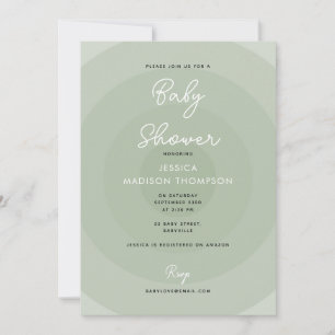Sage Green Minimalist Circle Gradient Baby Shower Invitation