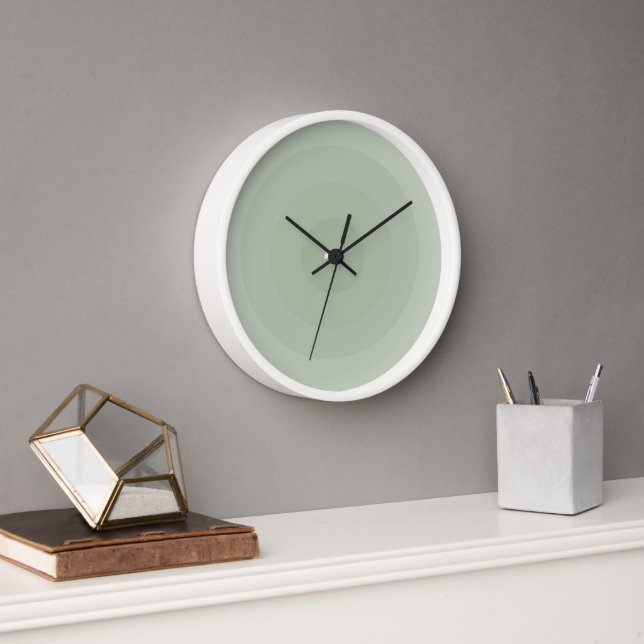 Sage Green Minimalist Circle Gradient  Clock (Office)