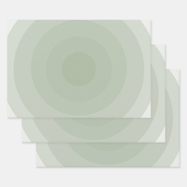 Sage Green Minimalist Circle Gradient  Wrapping Paper Sheet (Set)