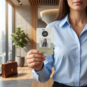 Sage Green Minimalist Corporate Employee Photo ID Badge