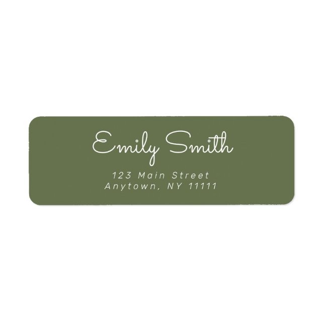 Sage Green Minimalist Cursive Return Address Label (Front)