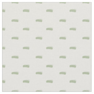 Sage Green Minimalist Dashes on White Fabric