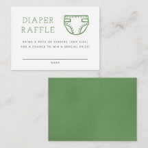 Sage Green Minimalist Diaper Raffle Enclosure Card
