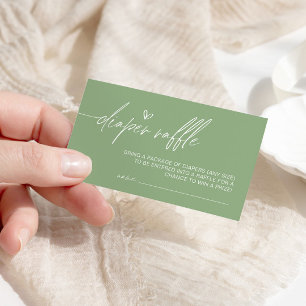 Sage Green Minimalist Diaper Raffle Enclosure Card