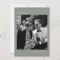 Sage Green Minimalist Elegant Photo Save the date