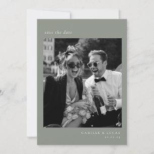 Sage Green Minimalist Elegant Photo Save the date Invitation