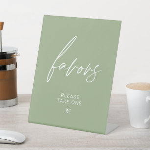 Sage Green Minimalist Favor Pedestal Sign