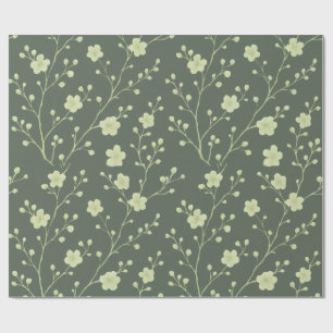 Sage Green Minimalist Floral Wrapping Paper Soft