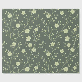 Sage Green Minimalist Floral Wrapping Paper | Soft