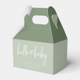 Sage Green Minimalist Modern Boho Baby Shower Favour Box