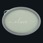 Sage Green Minimalist Modern Monogram Elegant  Belt Buckle<br><div class="desc">Introducing our Sage Green Minimalist Modern Monogram Elegant Collection: Elevate your aesthetic with serene sophistication and timeless elegance. Our collection showcases minimalist designs in a tranquil sage green hue, complemented by refined monograms tailored to your personal style. From polished stationery to versatile accessories, each piece in our collection is meticulously...</div>