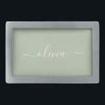 Sage Green Minimalist Modern Monogram Elegant  Belt Buckle<br><div class="desc">Introducing our Sage Green Minimalist Modern Monogram Elegant Collection: Elevate your aesthetic with serene sophistication and timeless elegance. Our collection showcases minimalist designs in a tranquil sage green hue, complemented by refined monograms tailored to your personal style. From polished stationery to versatile accessories, each piece in our collection is meticulously...</div>