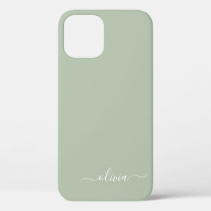 Sage Green Minimalist Modern Monogram Elegant Case-Mate iPhone Case