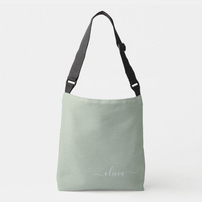 Sage Green Minimalist Modern Monogram Elegant  Crossbody Bag (Front)