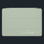 Sage Green Minimalist Modern Monogram Elegant  iPad Pro Cover<br><div class="desc">Introducing our Sage Green Minimalist Modern Monogram Elegant Collection: Elevate your aesthetic with serene sophistication and timeless elegance. Our collection showcases minimalist designs in a tranquil sage green hue, complemented by refined monograms tailored to your personal style. From polished stationery to versatile accessories, each piece in our collection is meticulously...</div>