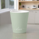 Sage Green Minimalist Modern Monogram Elegant  Latte Mug<br><div class="desc">Introducing our Sage Green Minimalist Modern Monogram Elegant Collection: Elevate your aesthetic with serene sophistication and timeless elegance. Our collection showcases minimalist designs in a tranquil sage green hue, complemented by refined monograms tailored to your personal style. From polished stationery to versatile accessories, each piece in our collection is meticulously...</div>