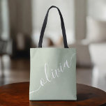 Sage Green Minimalist Modern Monogram Elegant Tote Bag<br><div class="desc">Carry style and sophistication with this Sage Green Minimalist Monogram Tote Bag — a modern essential for everyday use. Featuring a clean, elegant design with your custom initials or name, this personalised tote is perfect for bridesmaids, small business packaging, client gifts, or stylish daily errands. The soft sage green colour...</div>