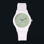 Sage Green Minimalist Modern Monogram Elegant  Watch<br><div class="desc">Introducing our Sage Green Minimalist Modern Monogram Elegant Collection: Elevate your aesthetic with serene sophistication and timeless elegance. Our collection showcases minimalist designs in a tranquil sage green hue, complemented by refined monograms tailored to your personal style. From polished stationery to versatile accessories, each piece in our collection is meticulously...</div>