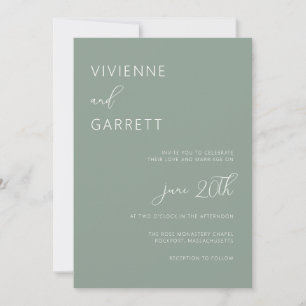 Sage Green Minimalist Modern Simple Wedding Invitation