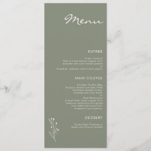 Sage Green Minimalist Modern Twig Motif Flat Menu