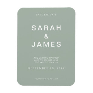 Sage Green Minimalist Modern Wedding Save the Date Magnet