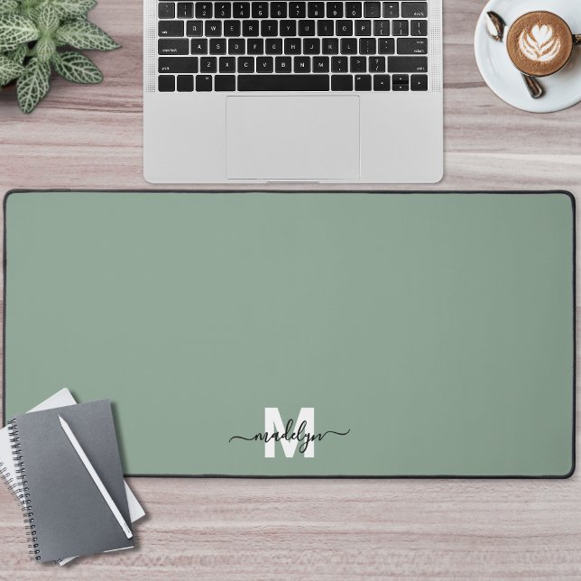 Sage Green Minimalist Monogram Desk Mat (Sage Green Minimalist Monogram Desk Mat)