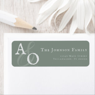 Sage Green Minimalist Monogram Wedding Address