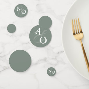 Sage Green Minimalist Monogram Wedding Confetti
