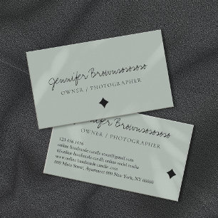 Sage Green minimalist professional calligraphy Business Card