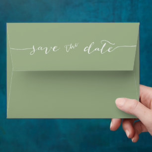 Sage Green Minimalist Save the Date Envelope