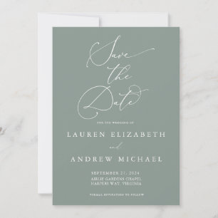 Sage Green Minimalist Save the Date Invitation