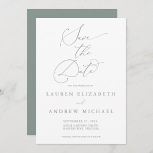 Sage Green Minimalist Save the Date Invitation