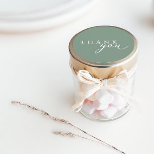 Sage Green Minimalist Script Thank You Stickers