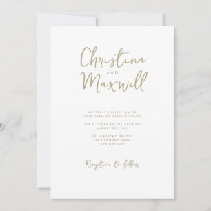 Sage Green Minimalist Script Wedding Invitation