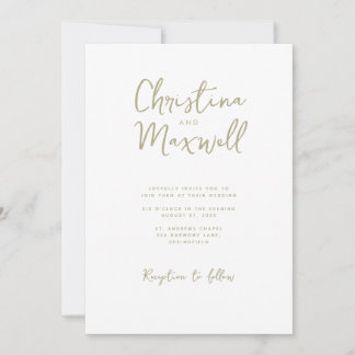 Sage Green Minimalist Script Wedding Invitation
