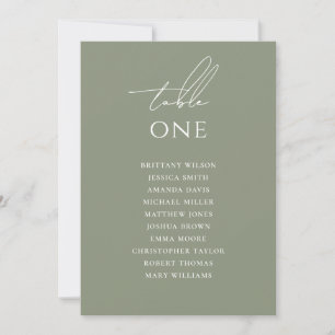 Sage Green Minimalist Script Wedding Seating Chart Invitation