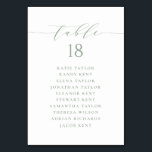 Sage Green Minimalist Script Wedding Seating Plan Table Number<br><div class="desc">Customisable table number seating plan. It features a sage green whimsical script and classic typography. Personalise by adding your own details. This minimalist table seating plan is perfect for weddings,  baby showers,  bridal showers,  birthdays,  and so much more.</div>