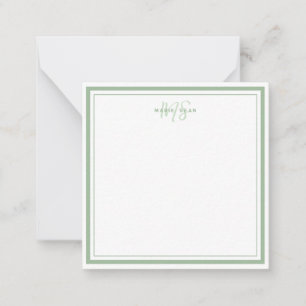 Sage Green Minimalist Simple Monogram Two Border Card