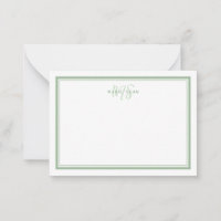 Sage Green Minimalist Simple Monogram Two Border