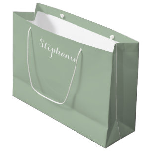 Sage Green Minimalist Simple Name Boho Large Gift Bag