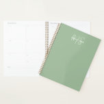 Sage Green Minimalist Simple Two Monogram Planner<br><div class="desc">Sage Green Minimalist Simple Two Monogram planner perfect for bosses,  consultants,  professionals or businessmen.</div>