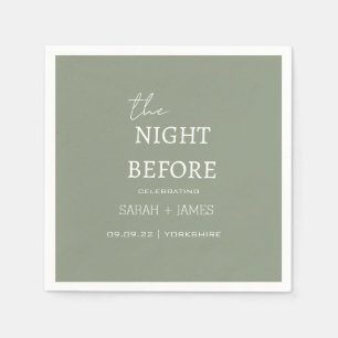 Sage Green Minimalist The Night Before Wedding Napkin