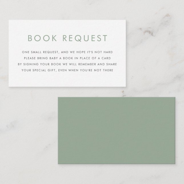 Sage Green Minimalist Typography Book Request Enclosure Card (Front/Back)
