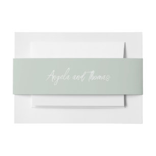 Sage Green, Minimalist Wedding Belly Band Invitation Belly Band