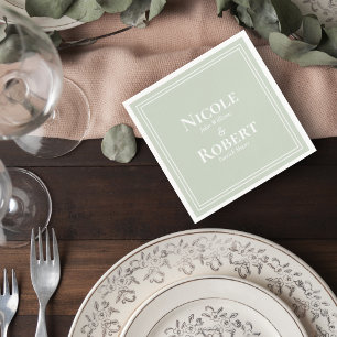 Sage Green Minimalist Wedding Cocktail Napkin