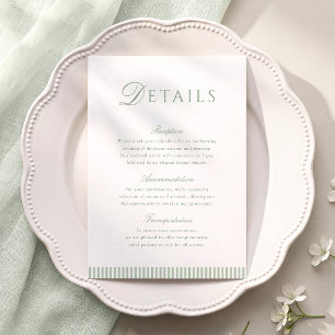 Sage Green Minimalist Wedding Details Card