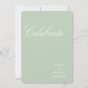  Sage Green Minimalist Wedding Invitation